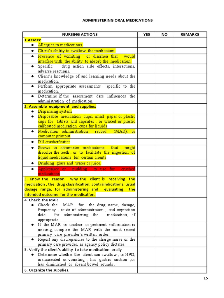 Administering Oral Medications | PDF | Tablet (Pharmacy) | Chemistry