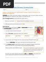 Student Exploration: Circulatory System