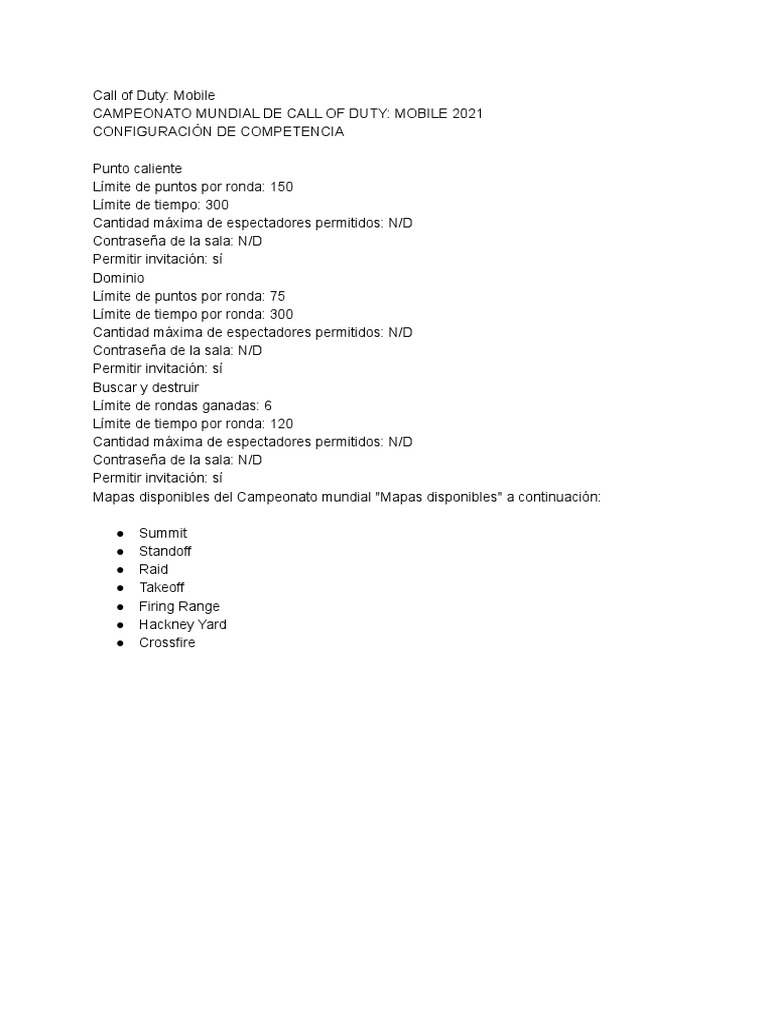 Call of Duty Mobile Reglas Champs Actualizadas Fase 5 PDF
