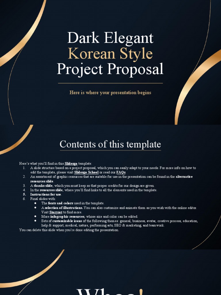 Dark Elegant Korean Style Project Proposal by Slidesgo | PDF | Planets ...