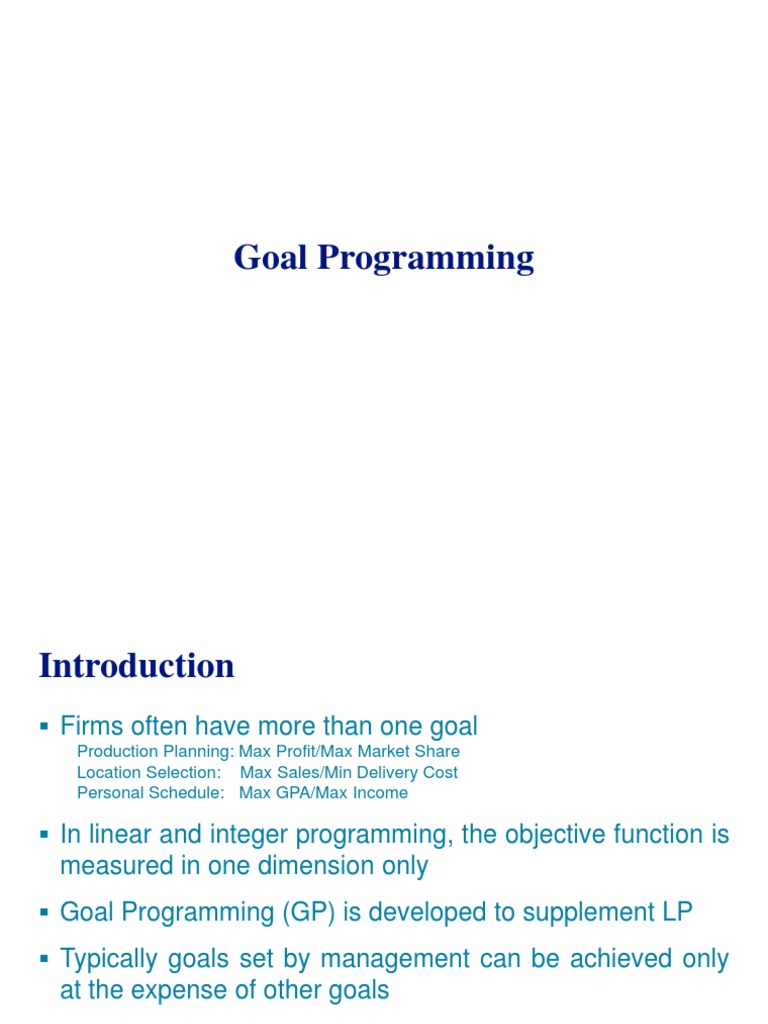 Goal Programming | PDF | Linear Programming | Applied Mathematics