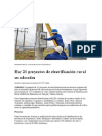 21 Proyectos de Electrificacion Rural