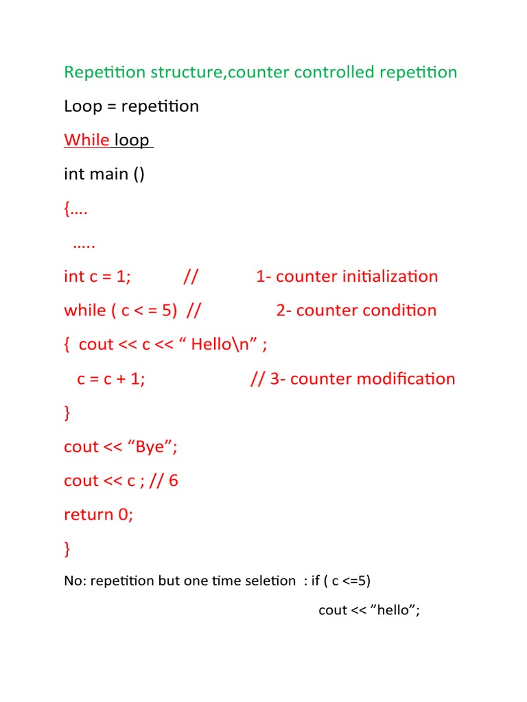Loop Repetition Loop Int Main : Repetition Structure, Counter ...