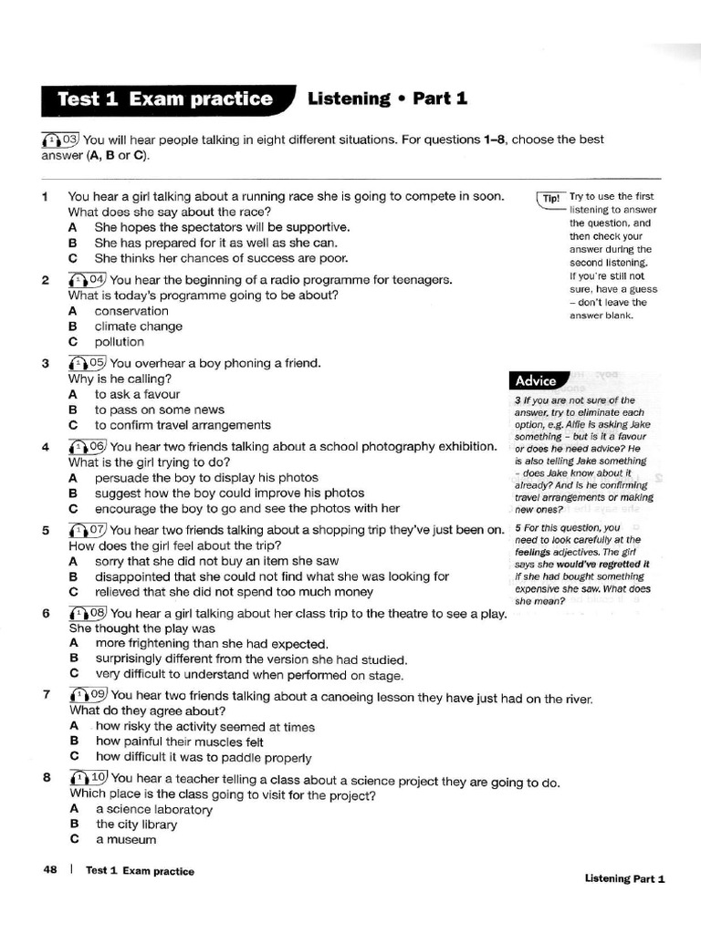 Fce Listening Part 1 Sample Task Pdf