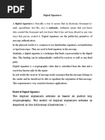 Digital Signatures: Model of Digital Signature