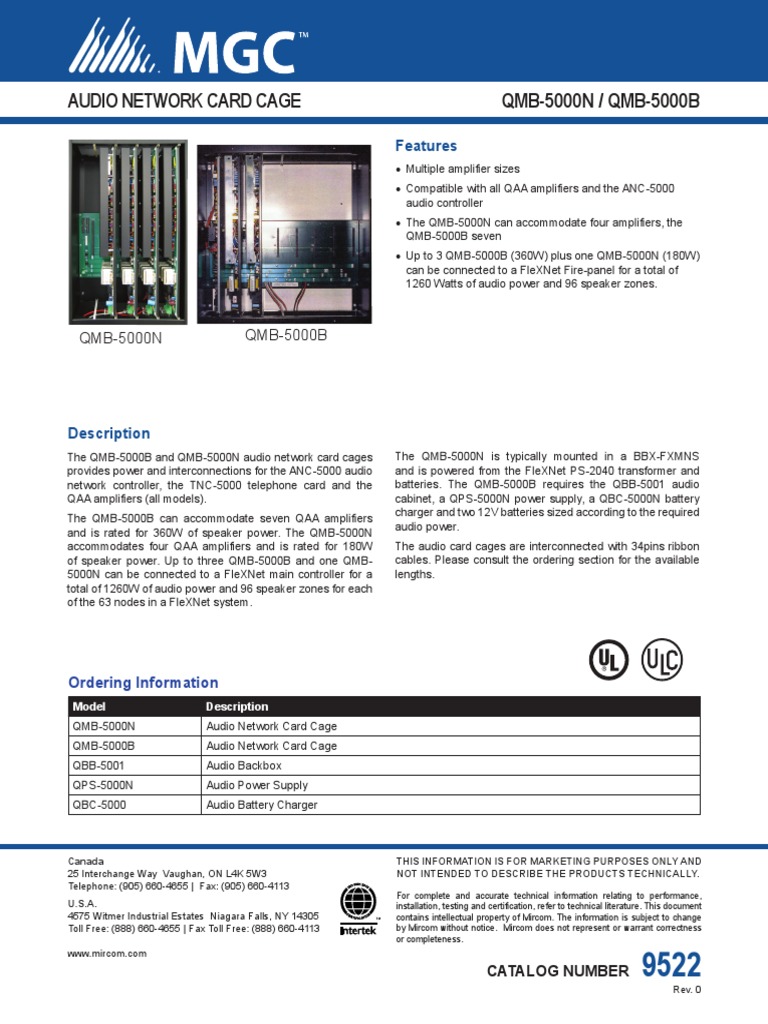 QMB-5000B/N Audio Network Card Cages | PDF | Loudspeaker | Amplifier