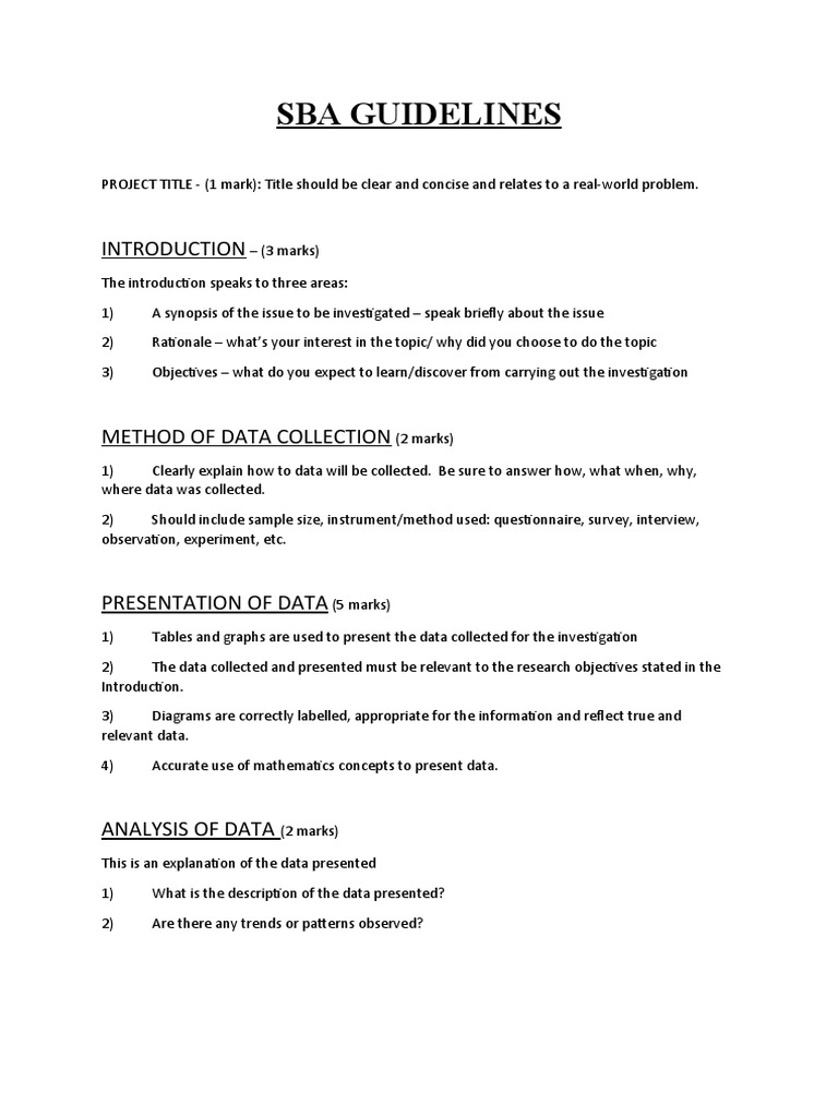 Sba Guidelines PDF