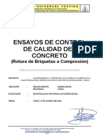 Ensayos de Control de Calidad Del Concreto: (Rotura de Briquetas A Compresión)