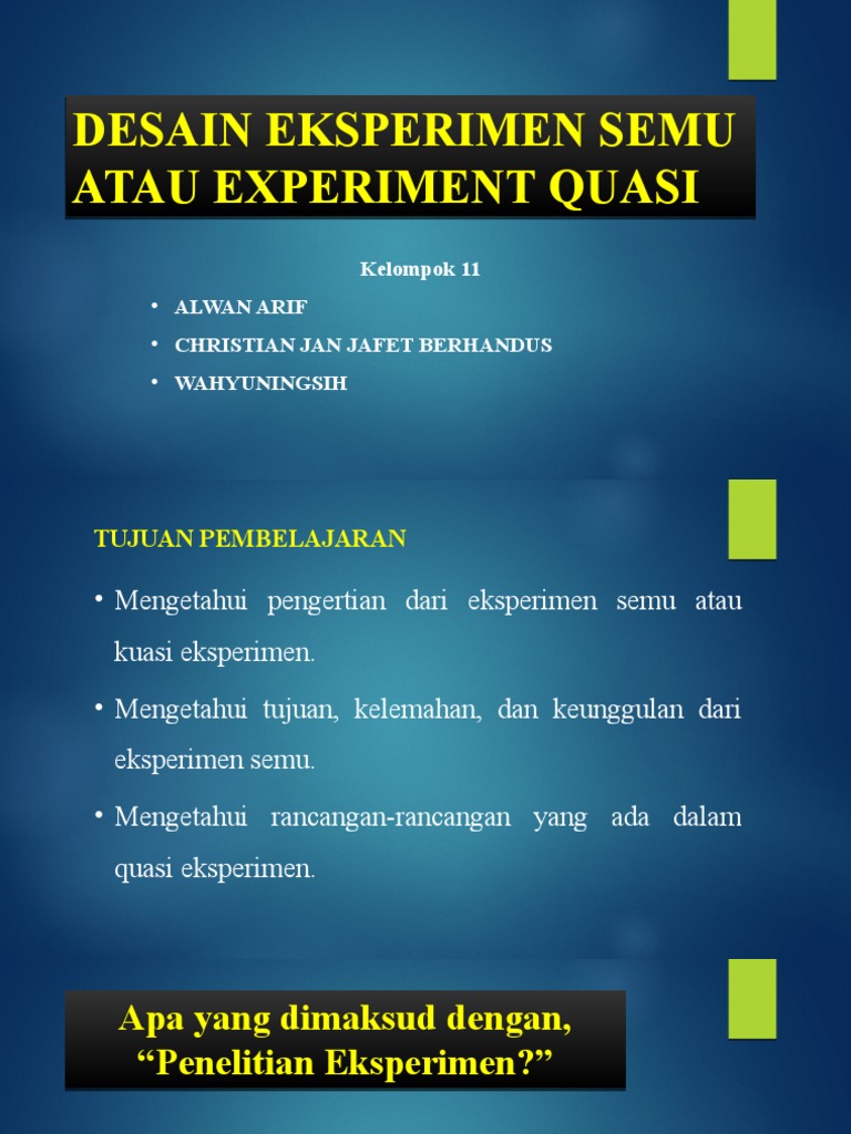 Desain dan Definisi Eksperimen Semu | PDF