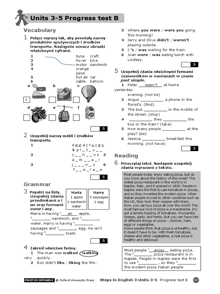 Steps In English 3 Units 3 5 Progress Test B Pdf Pizza Food And Drink