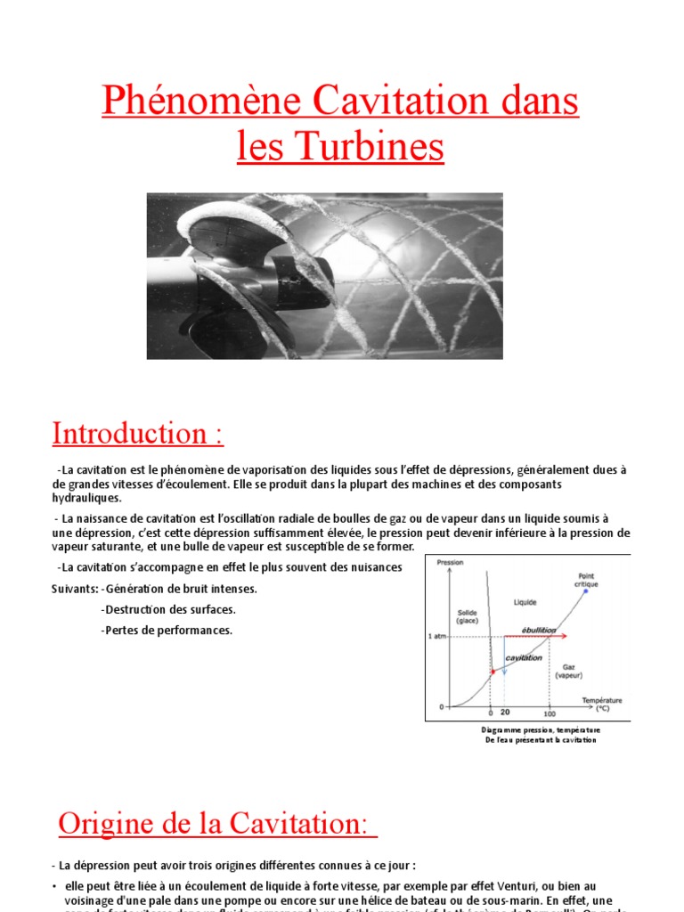 Phénomène Cavitation Dans Les Turbines | PDF | Pression | Dynamique des ...