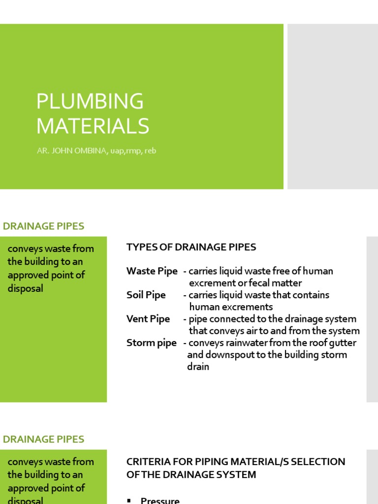 Arch 502 - Pipes Fittings | PDF | Plumbing | Pipe (Fluid Conveyance)