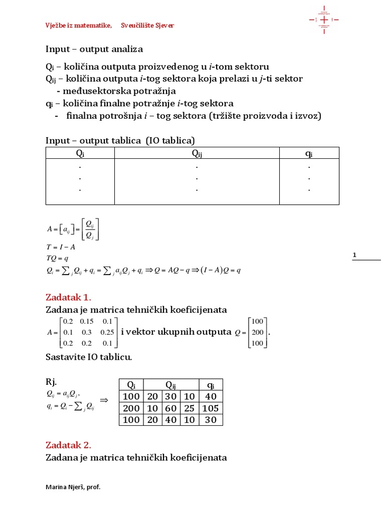 Input-Output Analiza | PDF