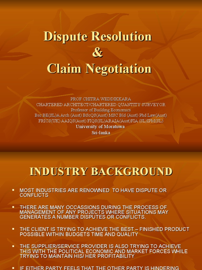 Dispute Resolution and Claim Negotiation | PDF | Arbitration | Mediation