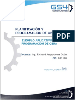 Planificación y programación de obras con cronograma y reportes