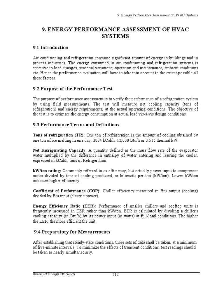 Energy Performance Assessment for HVAC Sys Hvac Ton