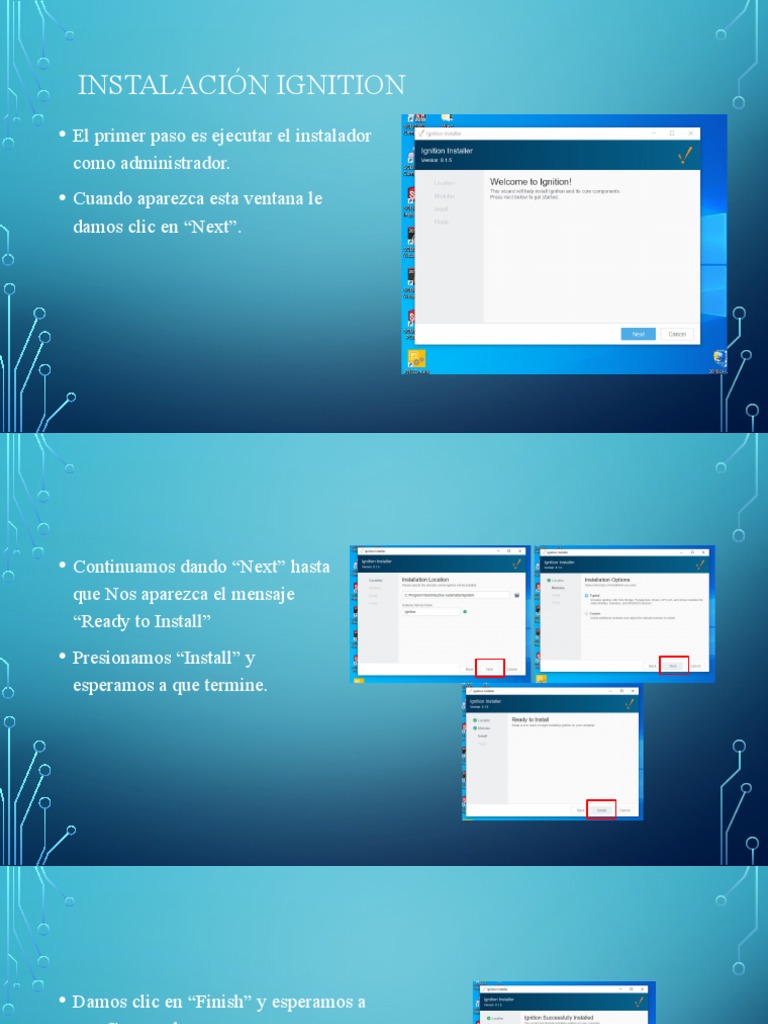 Instalación Ignition PDF Desarrollo de software Edad de información