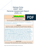 Melissa Piche MGMT 3007 Personal Assessment Report (PAR) #1