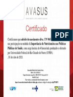 A Importância Do Nutricionista Nas Políticas Públicas de Saúde - Certificado de Conclusão