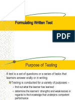 Formulating Written Tests: 40 Character Title