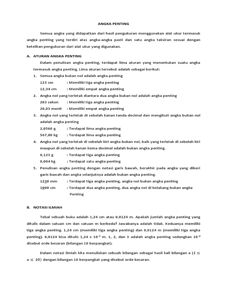 Angka Penting Dan Notasi Ilmiah | PDF