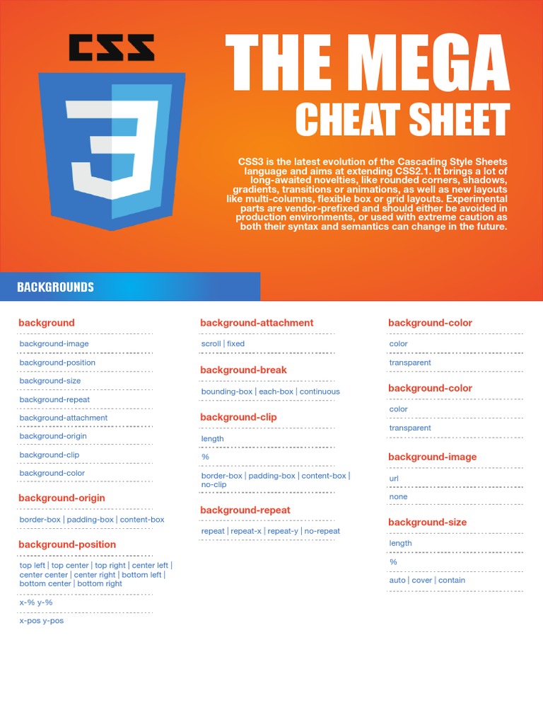 Css3 Mega Cheat Sheet A4 | PDF