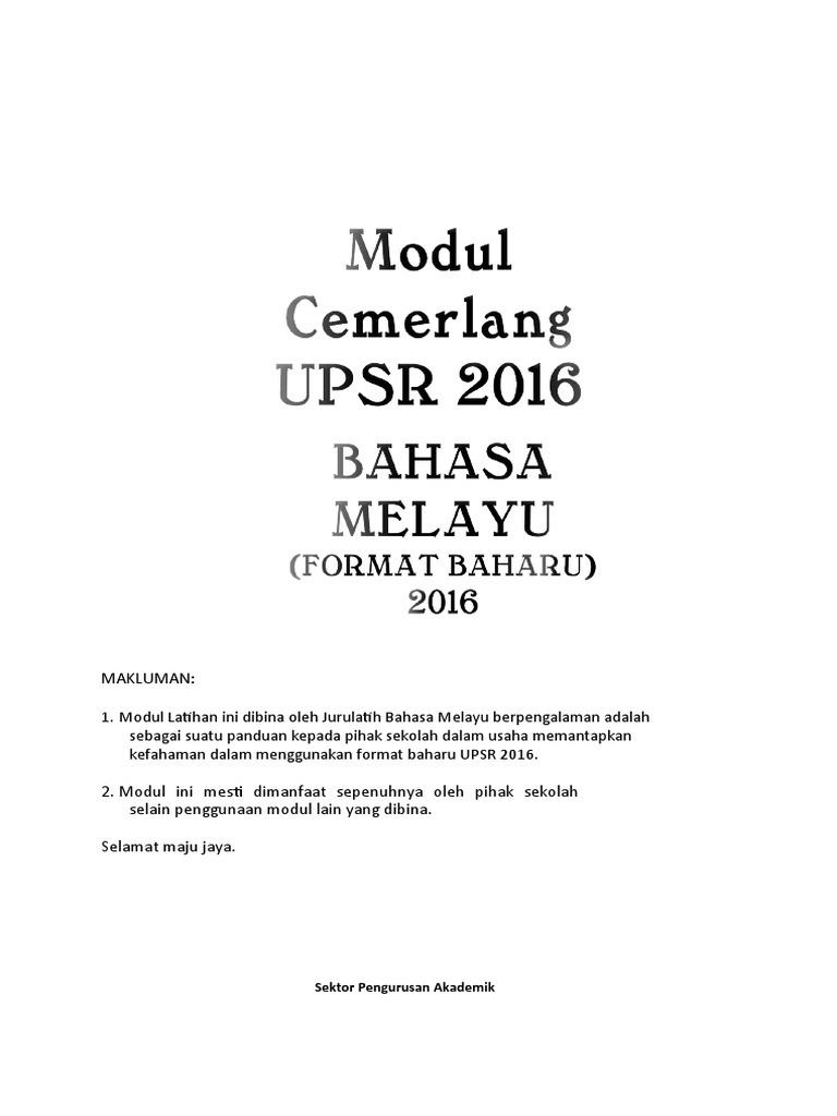 Modul CEMERLANG Bahasa Melayu Format Baharu UPSR -k (1)  PDF