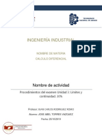 Procedimientos Del Examen Unidad 3 Límites y Continuidad. 30% JATV