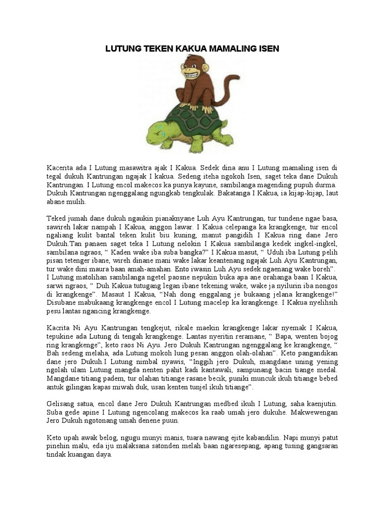 Satua Bali: Lutung dan Kakua | PDF | Seni