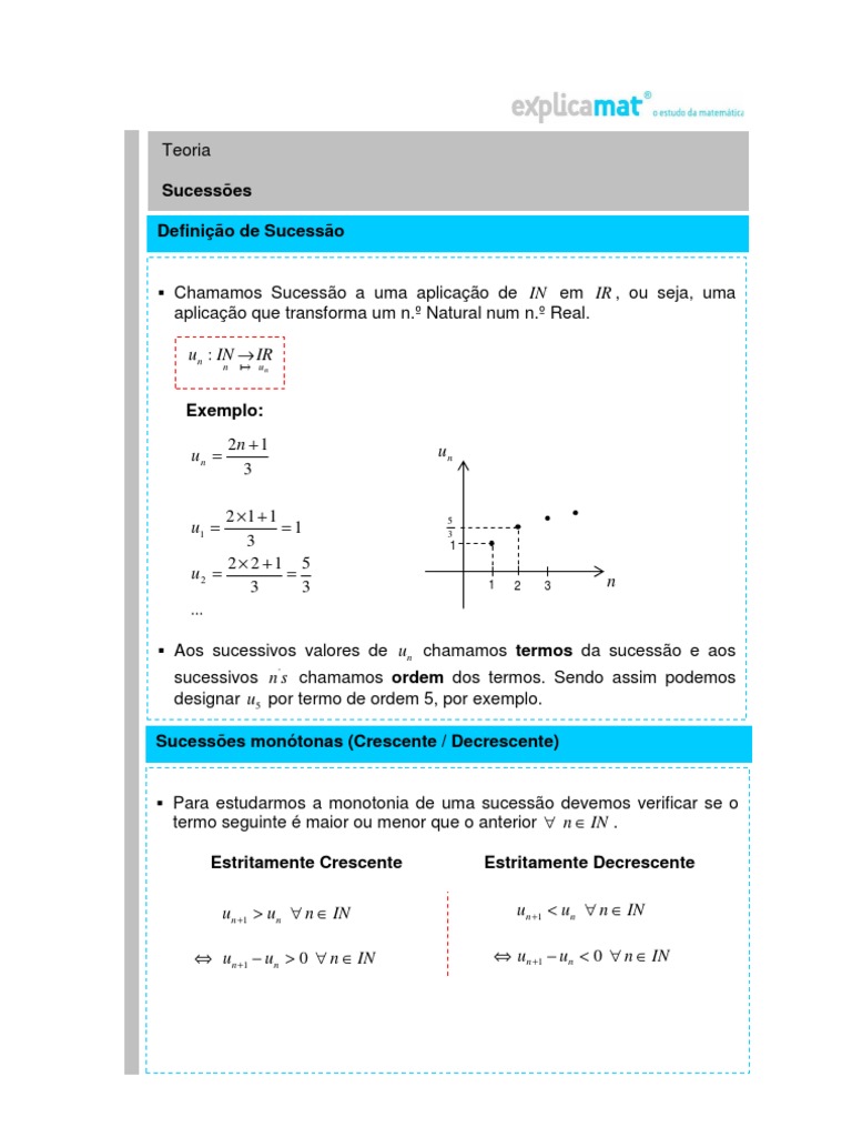 Sucessões Monótonas em Matemática | PDF | Ensino de Matemática ...