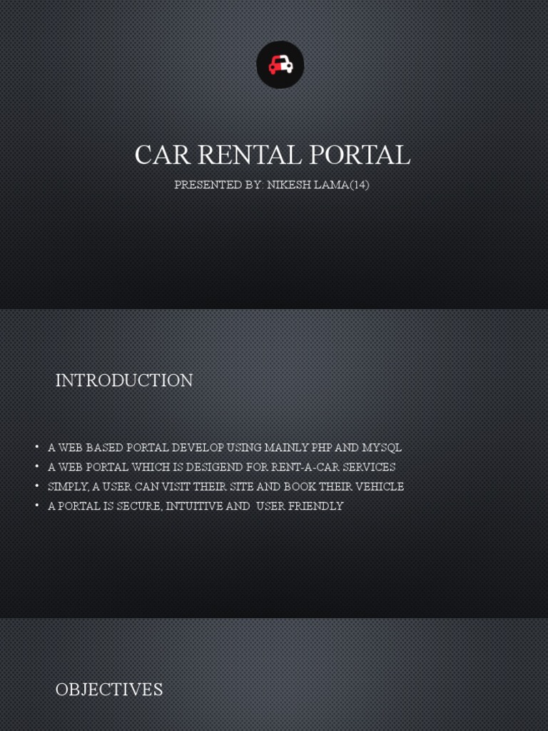 Car Rental Portal Project Overview | PDF | Technology & Engineering