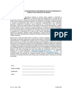 Formato de Autorización de Tratamiento de Datos Personales y Consulta en Centrales de Riesgo