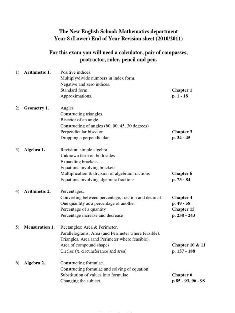 Year 8 Mathematics Revision Guide | PDF | Area | Triangle