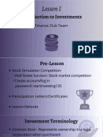 Lesson I - Introduction To Investments 1 1