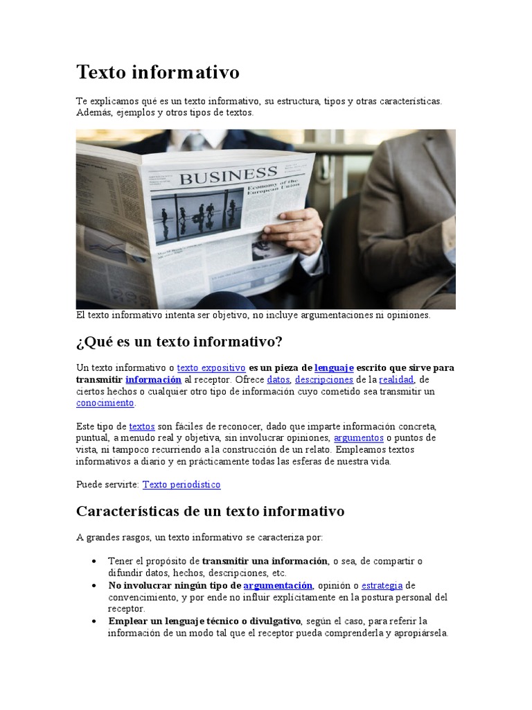 Ejemplo de Texto Informativo | PDF