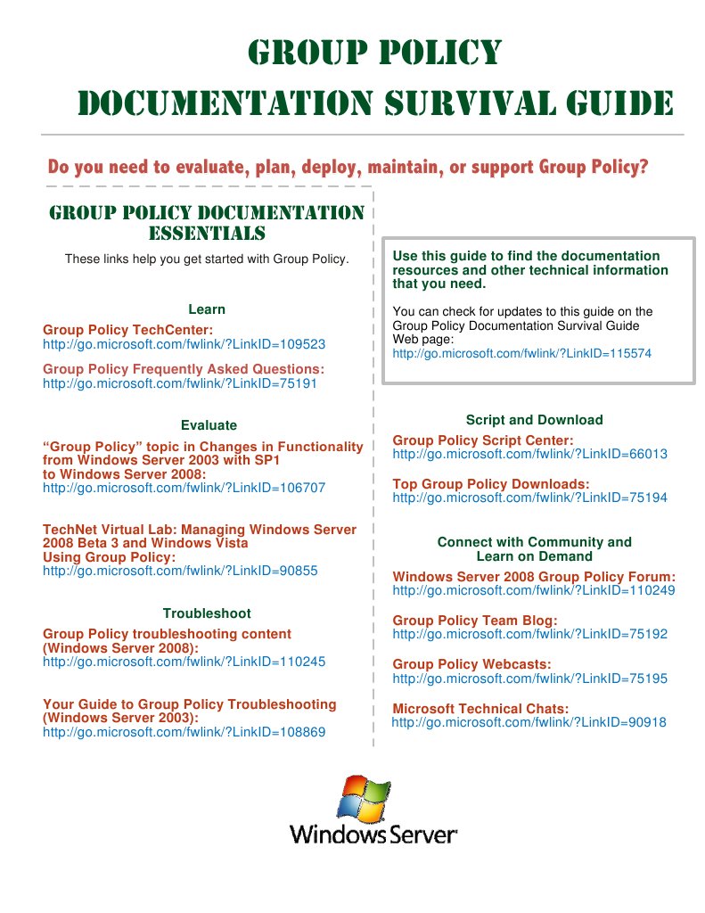 Group Policy Survival Guide | PDF | Group Policy | Windows Vista