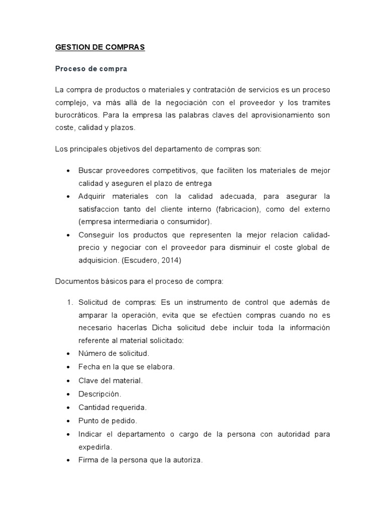 Gestion de Compras | PDF | Calidad (comercial) | Business
