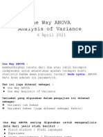 One Way Anova Analysis of Variance