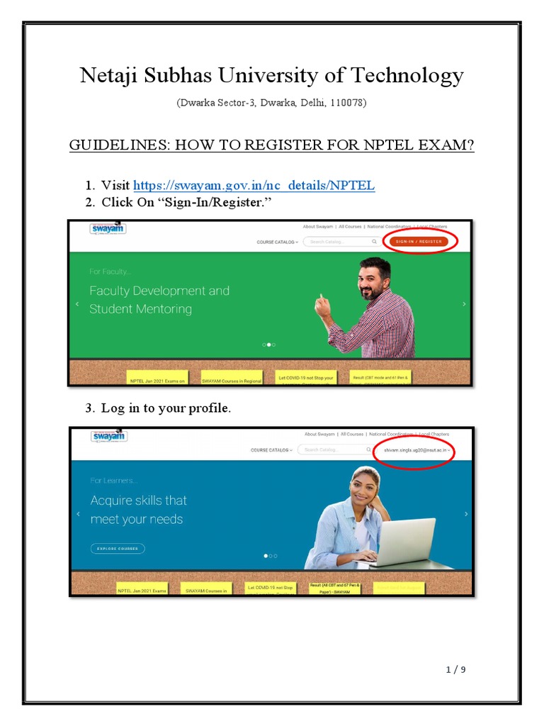 Nptel Exam Registration Guide PDF Computing