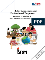 English For Academic and Professional Purposes: Thesis Statement and Reading Outline