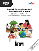 English For Academic and Professional Purposes: Thesis Statement and Reading Outline