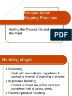 Receiving, Transportation, Storage & Shipping Practices: Getting The Product Into and Out of The Plant