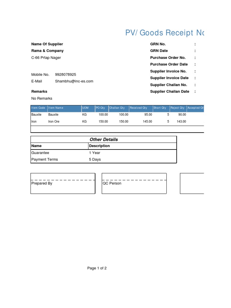 GRN and Invoice Details for Purchase | PDF | Invoice | Payments