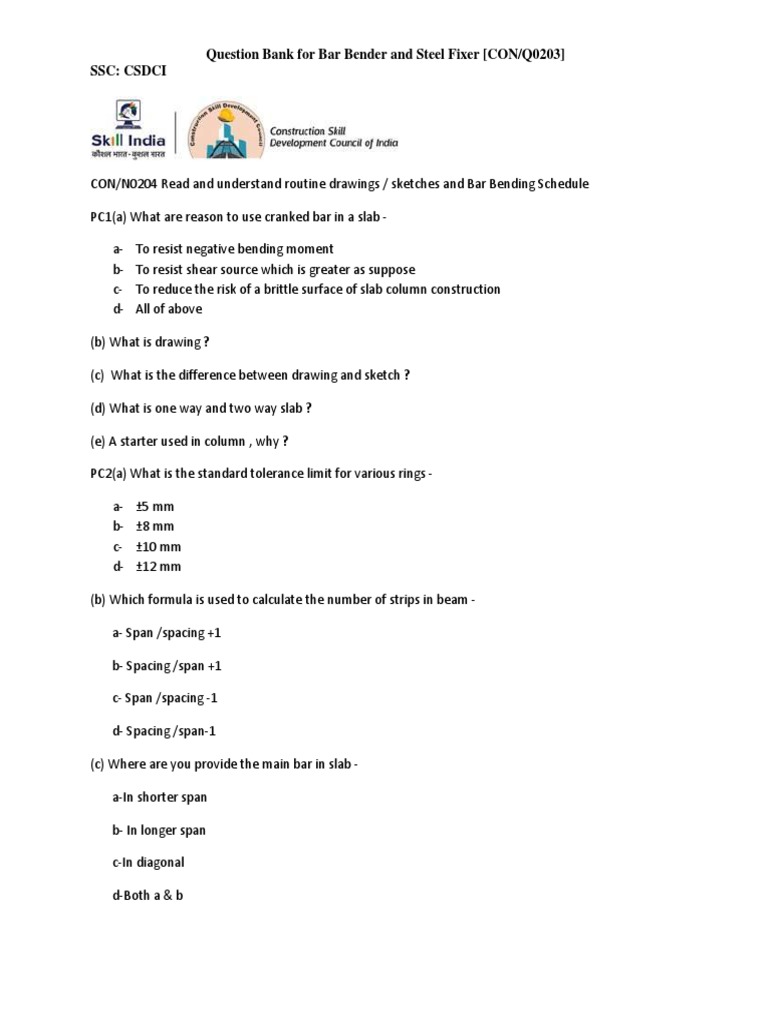Bar Bender and Steel Fixer Level 4 PDF Structural Engineering