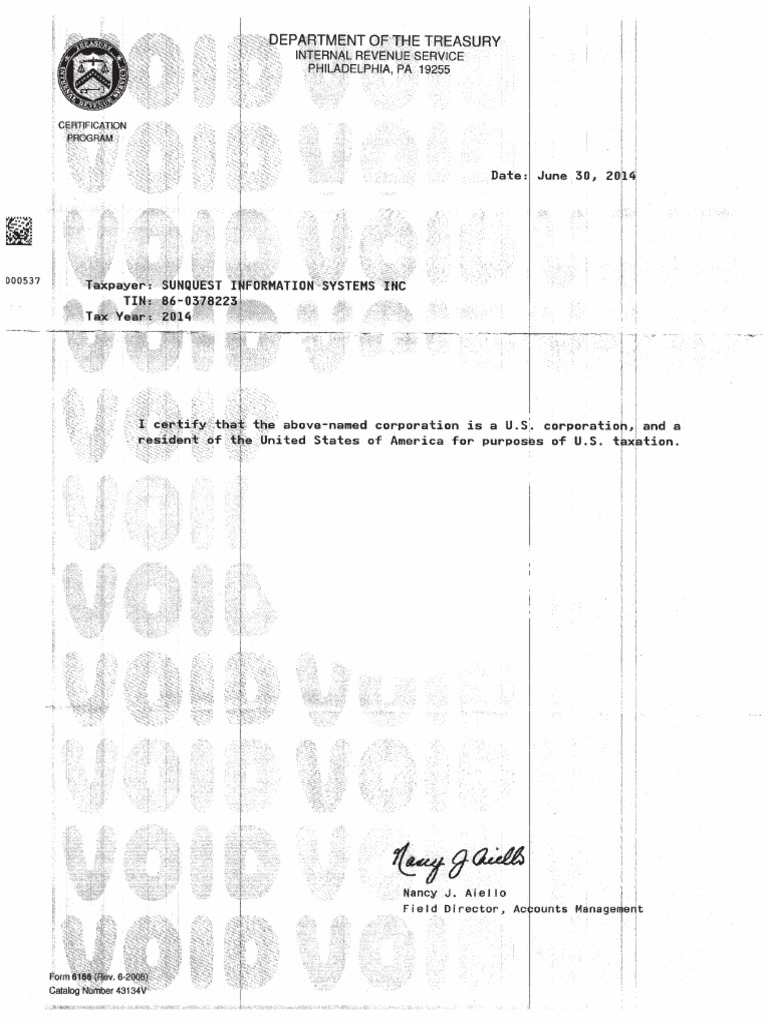 Tax Residency Certificate 2014 PDF