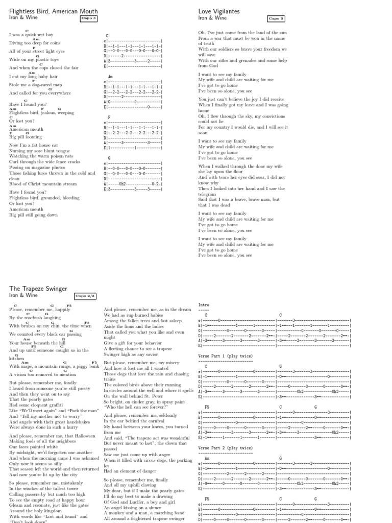 Flightless Bird, American Mouth Love Vigilantes Iron & Wine Iron