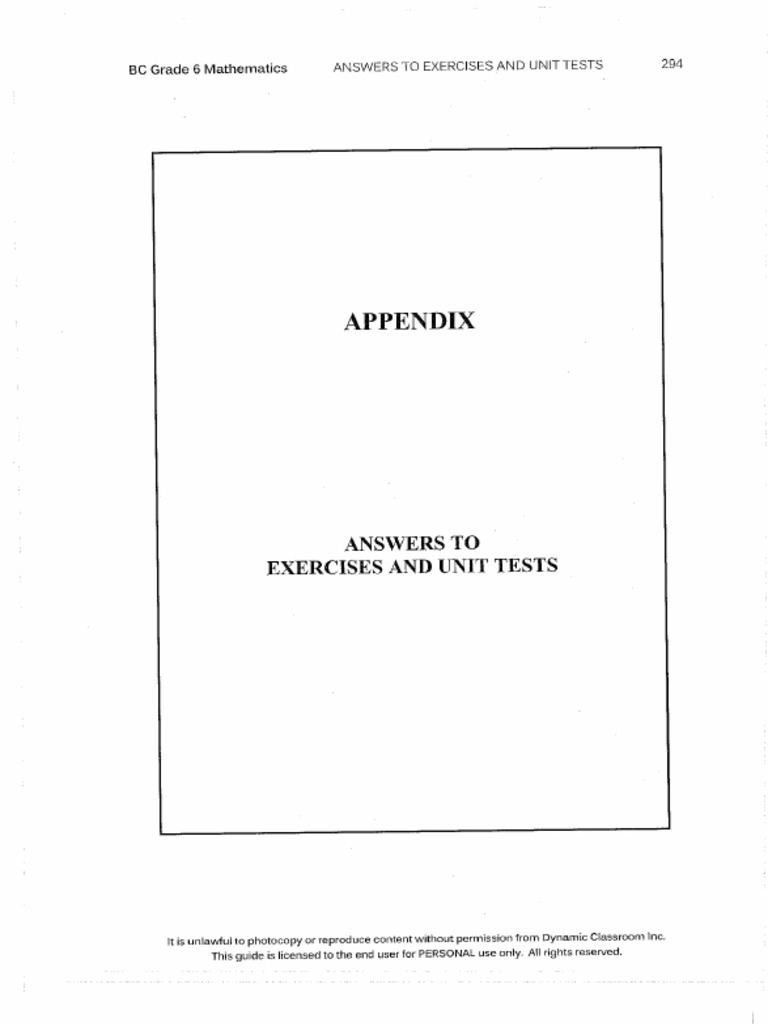 Math 6 Answer Key | PDF
