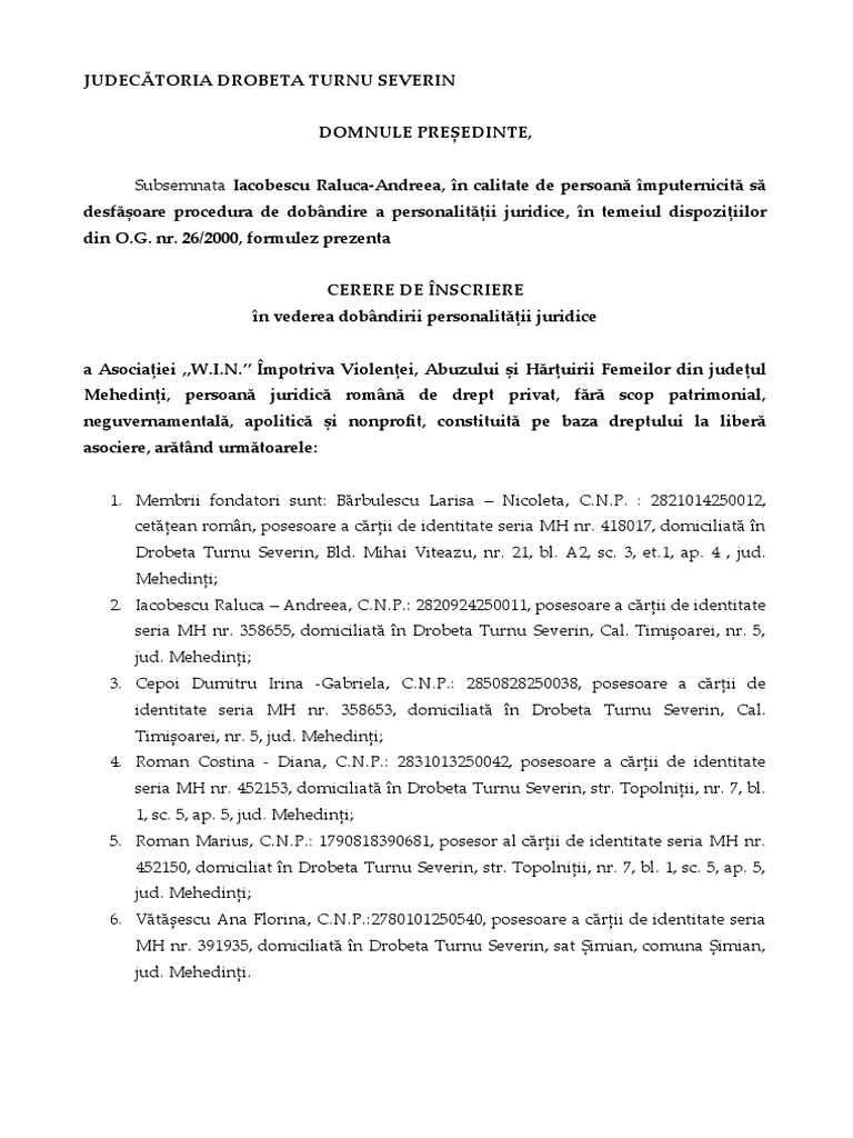 Model Cerere Instanta | PDF
