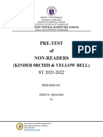 Pre-Test of Non-Readers: (Kinder 0rchid & Yellow Bell)