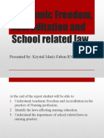 Academic Freedom, Accreditation and School Related Law: Presented By: Krystel Mariz Fabon RN